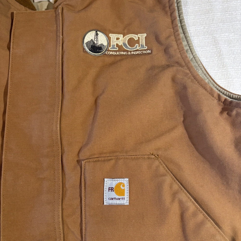 Carhartt FR Flame Resistant Duck Vest Brown Quilted Lining FRV036 BRN Large Reg - Picture 3 of 12